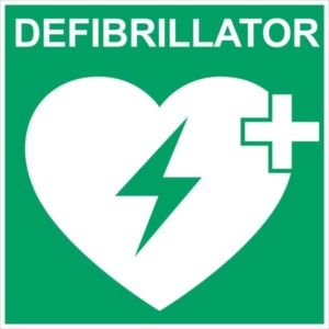 10 x 10 cm Defibrillator Aufkleber neutral@2x